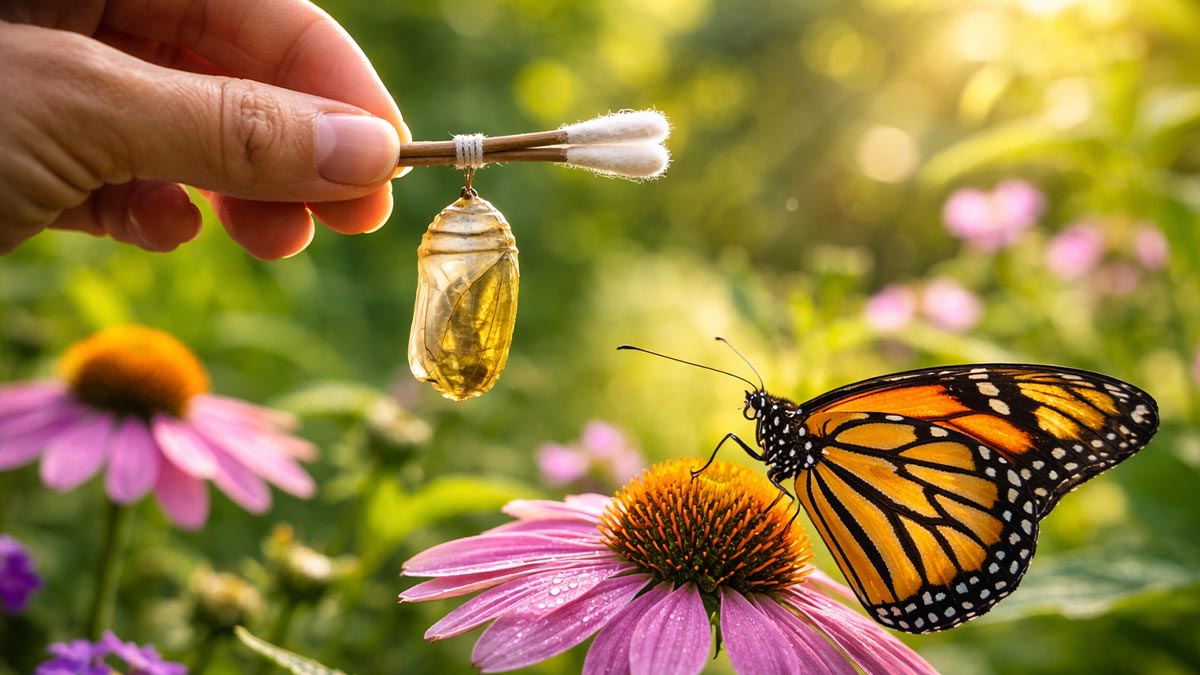 Woman Discovers Butterfly Chrysalis in Garden and Witnesses a Remarkable Transformation